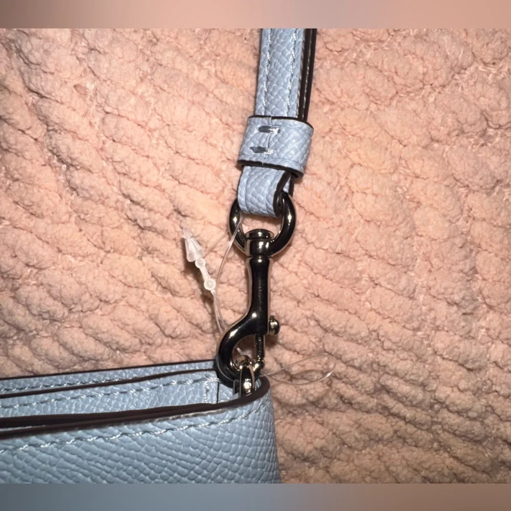 Coach Powder Blue Leather Wristlet Wallet w/ Strap NWOT